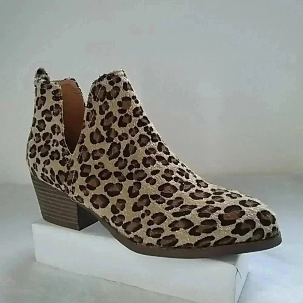 CL by laundry cortes faux fur leopard ankle boots